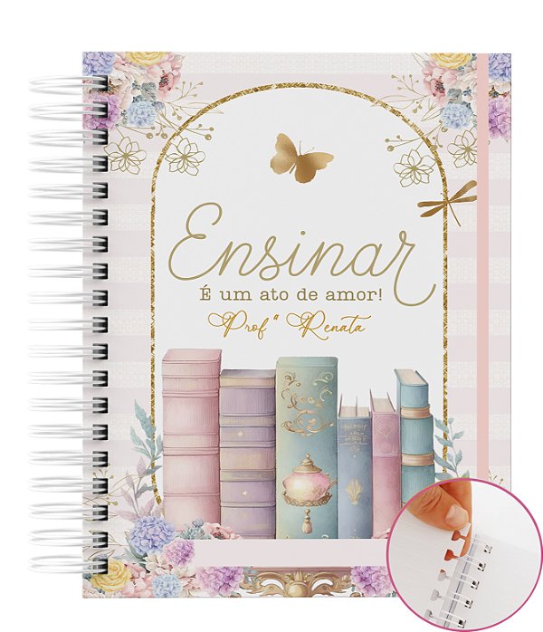 Caderno Reposicionável: 80 Folhas  | Capa Dura | 90g  Personalizado - Professor 03