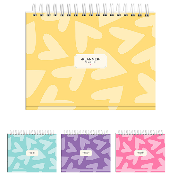 Planner Semanal Tamanho A5 – Capa Dura, Folhas 90g : Coração