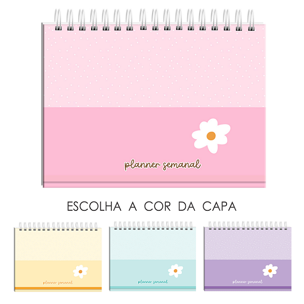 Planner Semanal Tamanho A5 – Capa Dura, Folhas 90g :  Florzinha Candy