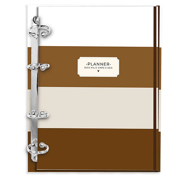 Planner 2026 Fichário Argolado Reposicionável - Café