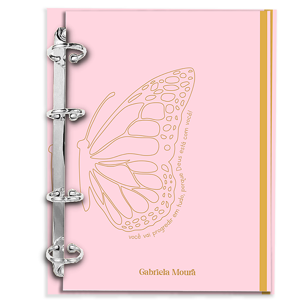 Agenda Fichário Personalizada Reposicionável: Borboleta Rosa