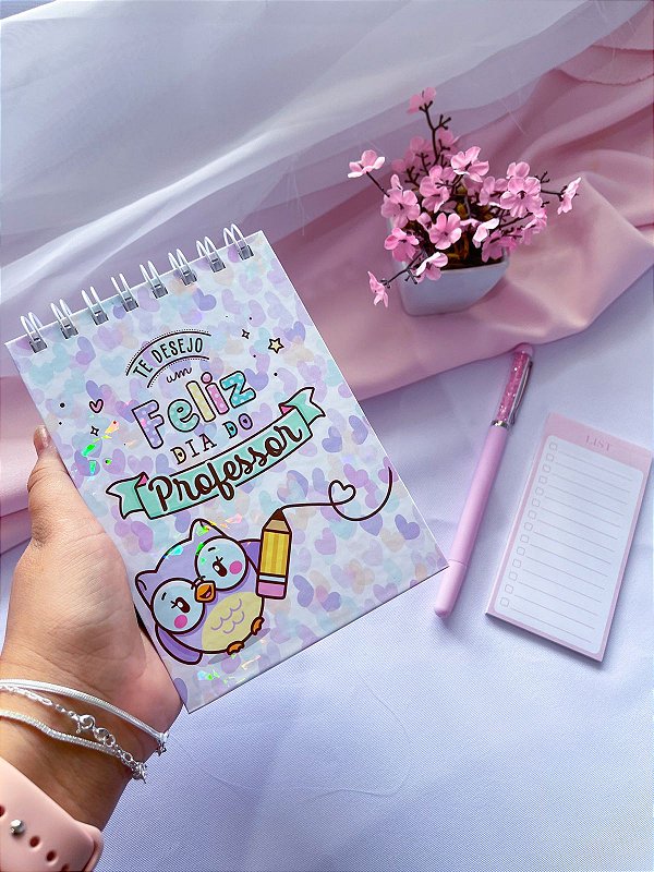 Bloquinho c/90 Folhas Brancas Capa Dura Anotações - Lembrancinhas Tamanho A6 : Dia dos Professores