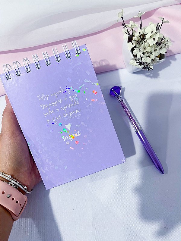 Bloquinho c/90 Folhas Brancas Capa Dura Anotações - Lembrancinhas Tamanho A6 : Dia dos Professores 06