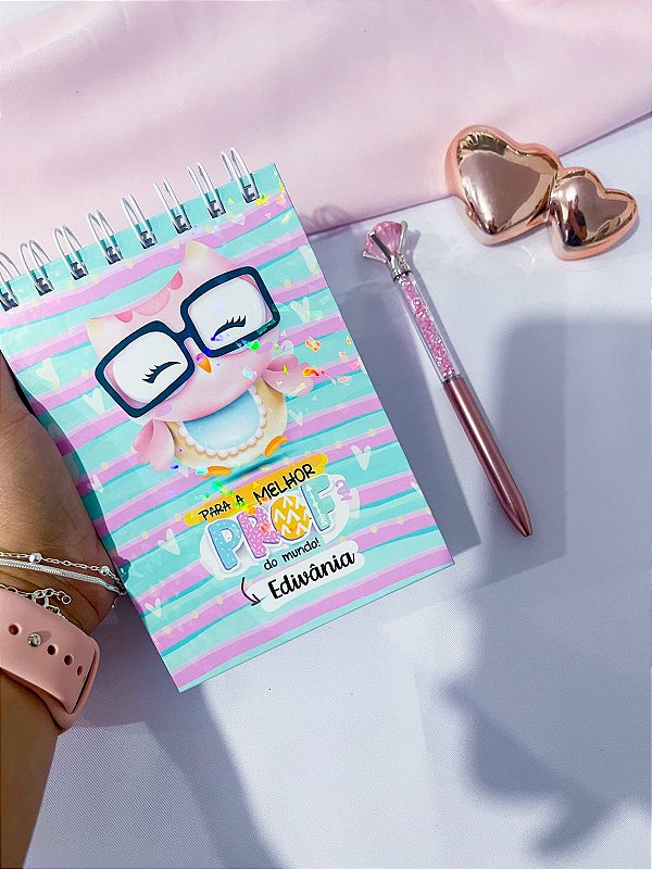 Bloquinho c/90 Folhas Brancas Capa Dura Anotações - Lembrancinhas Tamanho A6 : Dia dos Professores 07