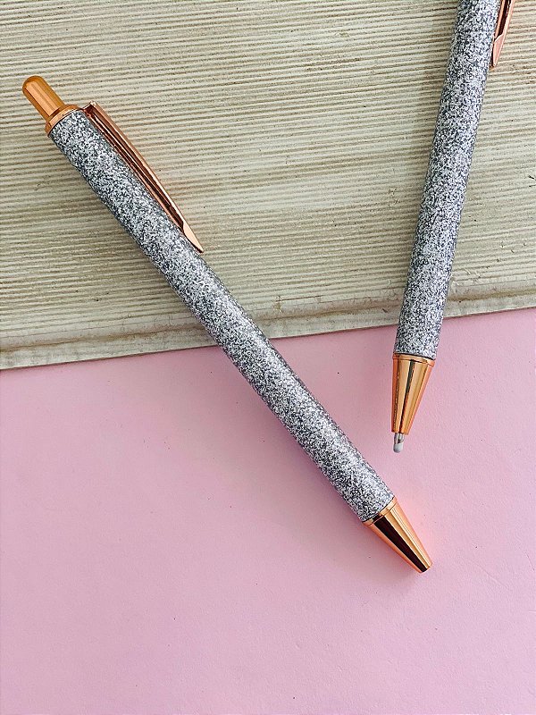 Caneta Luxo Glitter Prata – Não solta glitter nas mãos