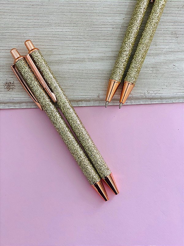 Caneta Luxo Glitter Doourada – Não solta glitter nas mãos