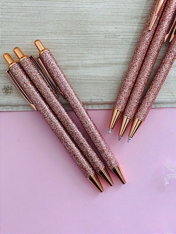 Caneta Luxo Glitter Rose – Não solta glitter nas mãos