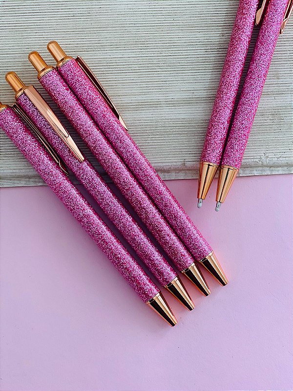 Caneta Luxo Glitter Pink – Não solta glitter nas mãos