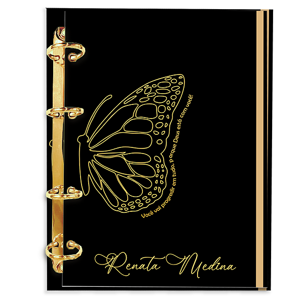 Agenda Fichário Personalizada Reposicionável:  BORBOLETA PRETA