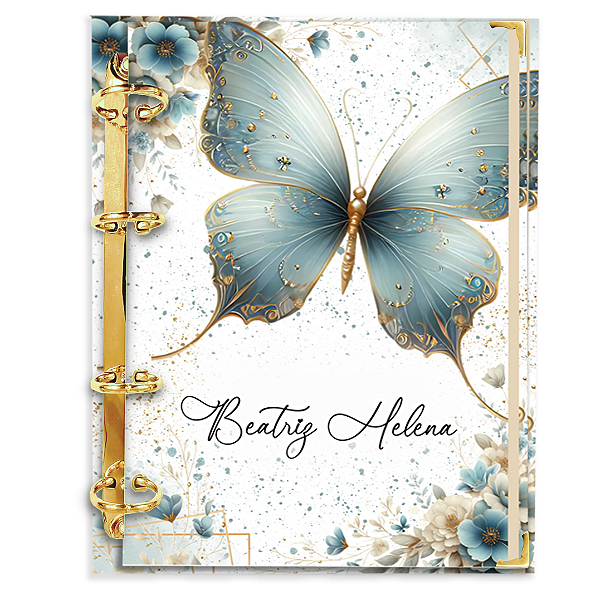 Agenda Fichário Personalizada Reposicionável:  BORBOLETA LUXO
