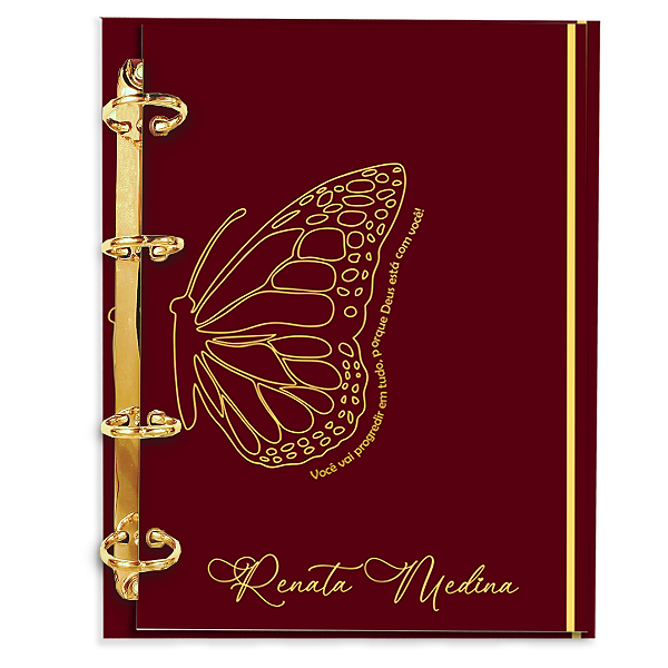 Agenda Fichário Personalizada Reposicionável:  BORBOLETA MARSALA