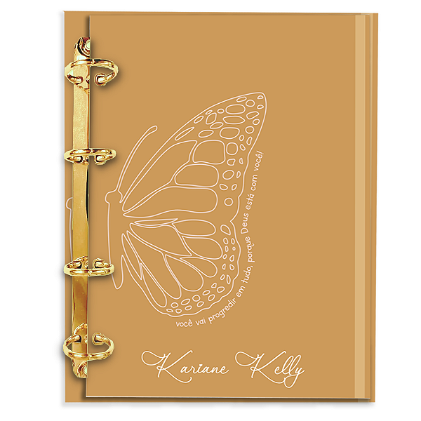 Agenda Fichário Personalizada Reposicionável:  BORBOLETA MOSTARDA