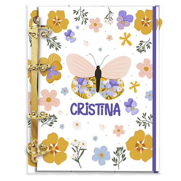 Agenda Fichário Personalizada Reposicionável:  BORBOLETA ALEGRE