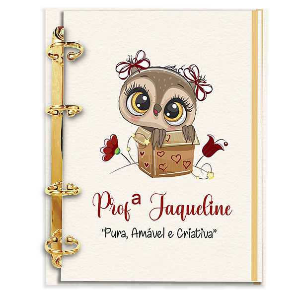 Agenda Fichário Personalizada Reposicionável:  Professor(a) Corujinha Marsala
