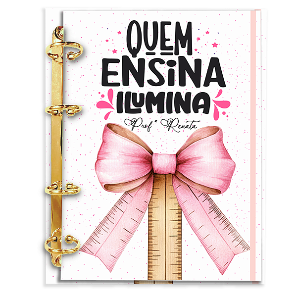 Agenda Fichário Personalizada Reposicionável:  Professor(a) Laço Rosa