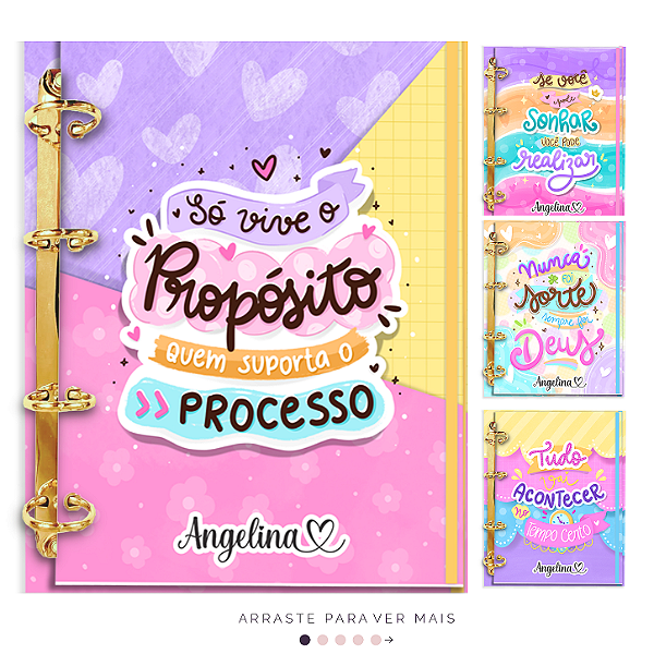 Agenda Fichário Personalizada Reposicionável: Coleção Colorê