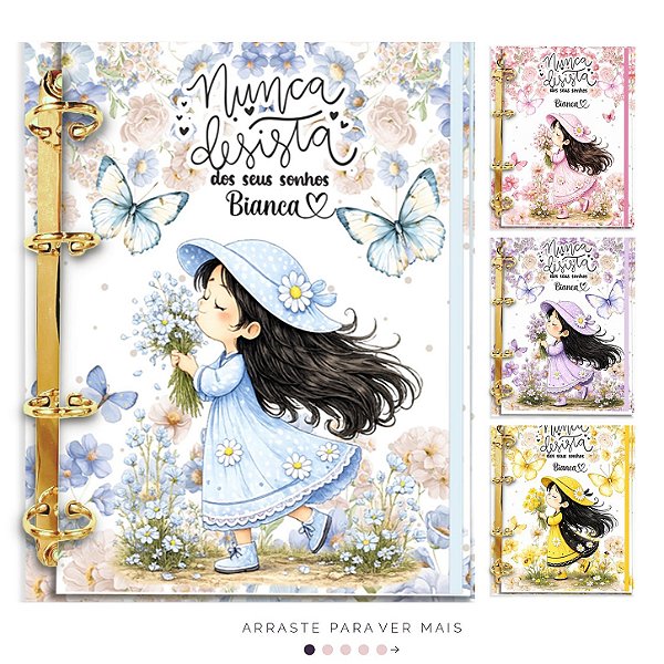 Agenda Fichário Personalizada Reposicionável: Jardim dos Sonhos
