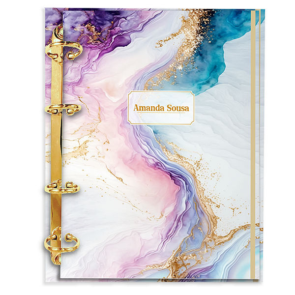 Agenda Fichário Personalizada Reposicionável: Coleção Marmore (CM08)