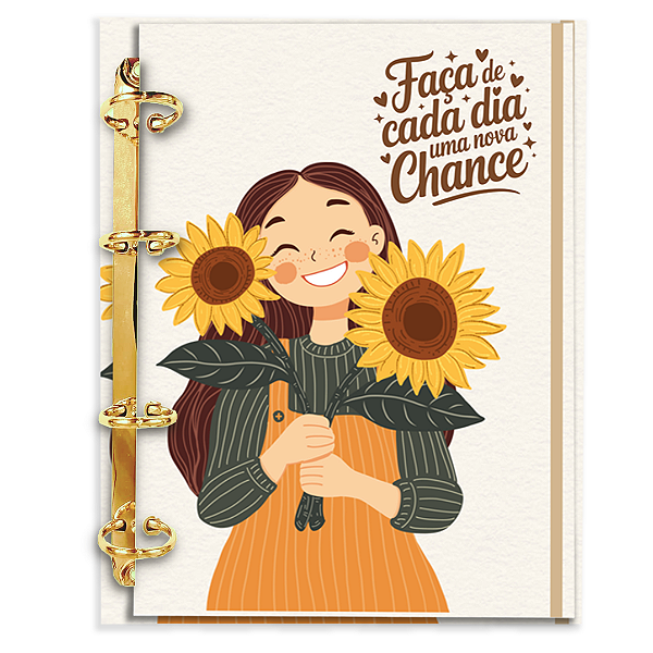 Agenda Fichário Personalizada Reposicionável:  Girassol 01