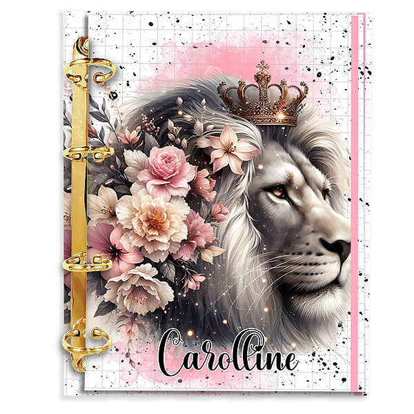 Agenda Fichário Personalizada Reposicionável: Leão Rosa
