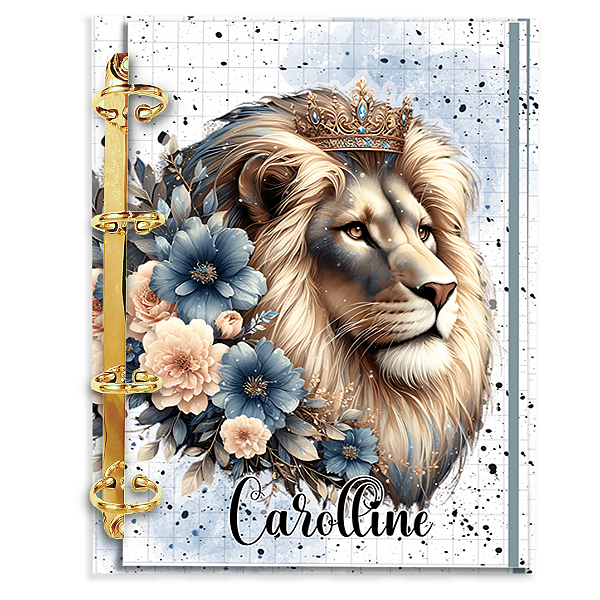 Agenda Fichário Personalizada Reposicionável: Leão Azul