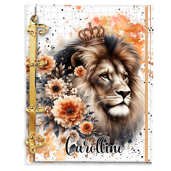 Agenda Fichário Personalizada Reposicionável: Leão Laranja