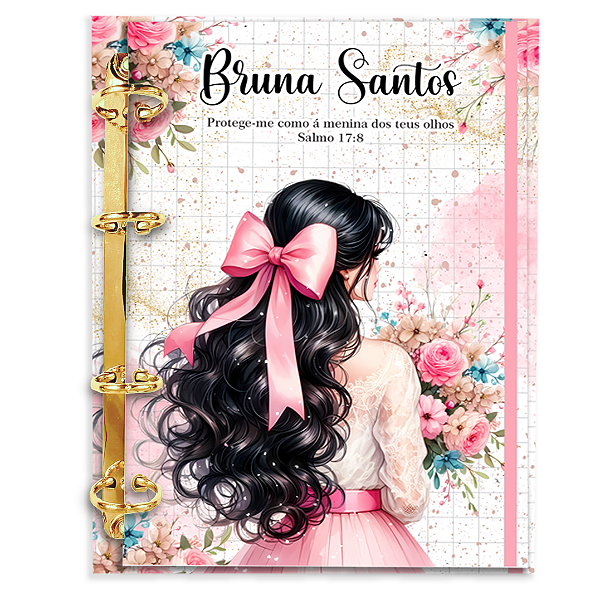 Agenda Fichário Personalizada Reposicionável : Cristã Menina Rosa