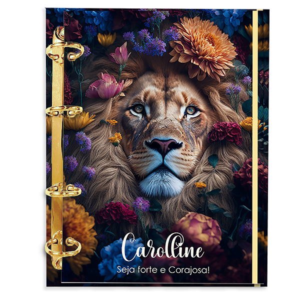 Agenda Fichário Personalizada Reposicionável : Cristã Leão Judá Floral