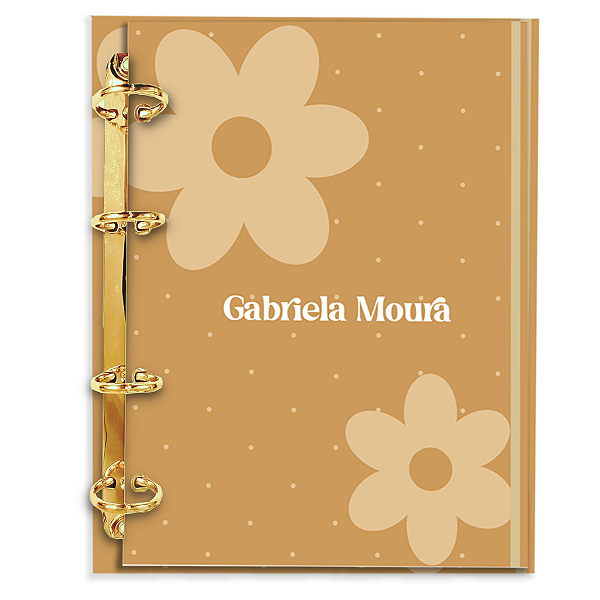 Agenda Fichário Personalizada Reposicionável: Floral Mostarda