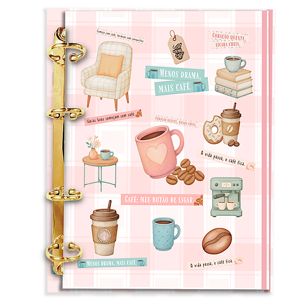 Agenda Fichário Personalizada Reposicionável: Cafezinho 4
