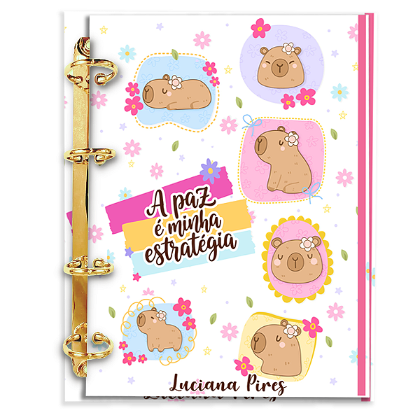 Agenda Fichário Personalizada Reposicionável: Capivara 2