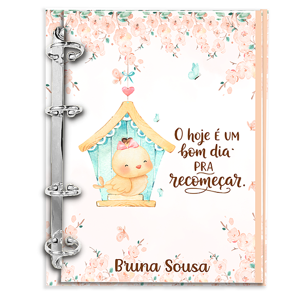 Agenda Fichário Personalizada Reposicionável: Passaro 2