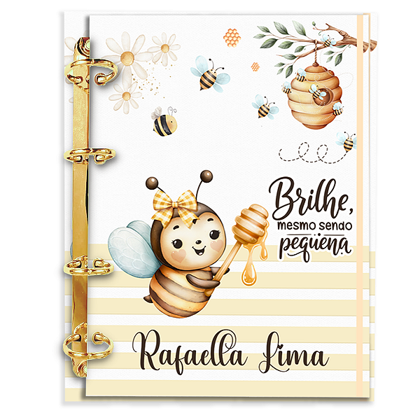 Agenda Fichário Personalizada Reposicionável: Abelinha 1