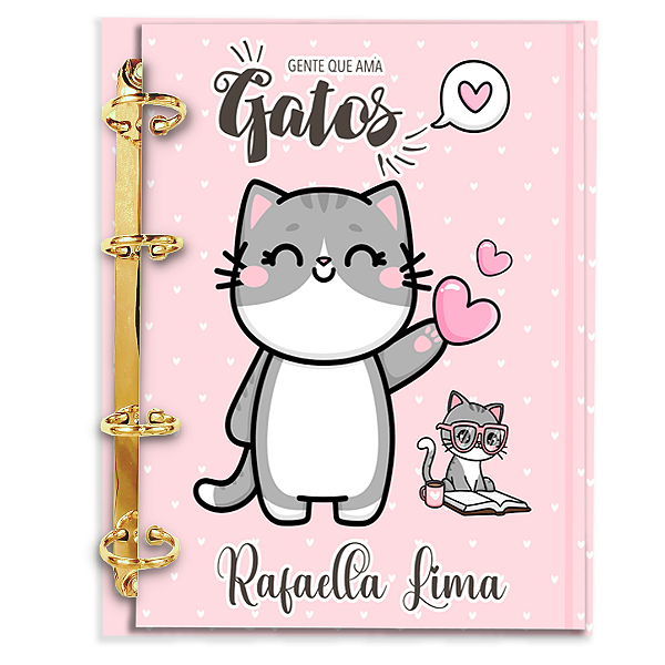 Agenda Fichário Personalizada Reposicionável: Gatinha 1