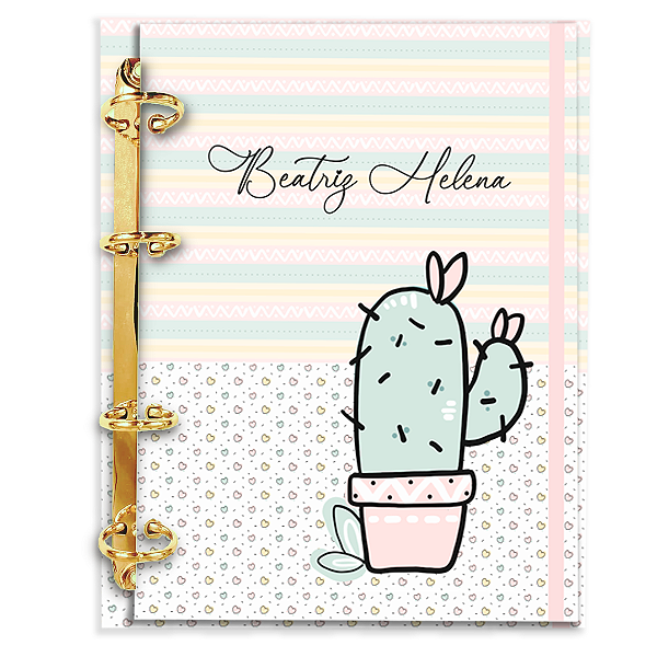 Agenda Fichário Personalizada Reposicionável: Cacto 03