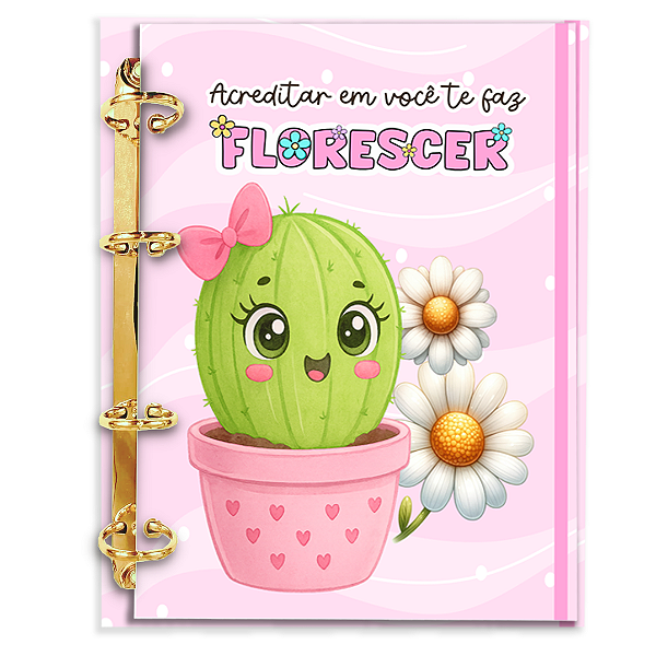 Agenda Fichário Personalizada Reposicionável: Cacto 02
