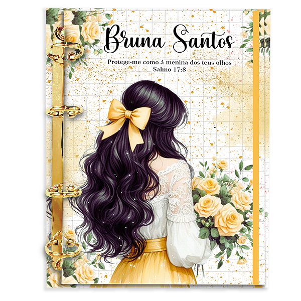 Fichário Personalizado Reposicionável: Cristã Menina Amarela