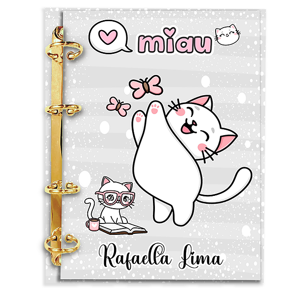 Fichário Personalizado Reposicionável: Gatinha 2