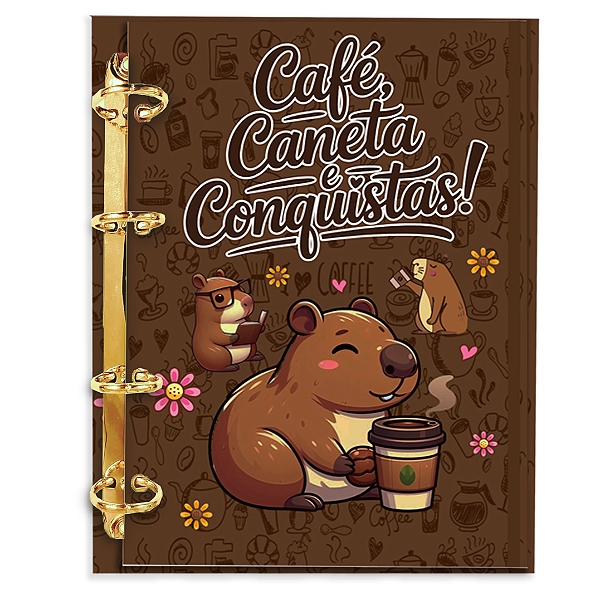 Fichário Personalizado Reposicionável: Capivara Cafezinho