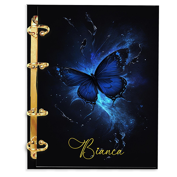 Agenda Fichário Personalizada Reposicionável: Borboleta Azul 1