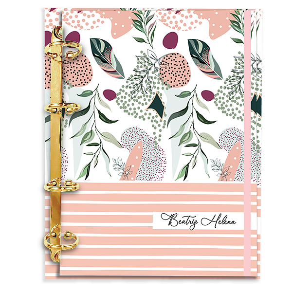 Fichário Personalizado Reposicionável Pautado: Floral 05