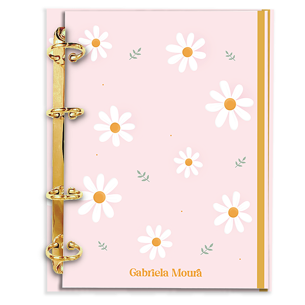 Fichário Personalizado Reposicionável Pautado: Floral 08