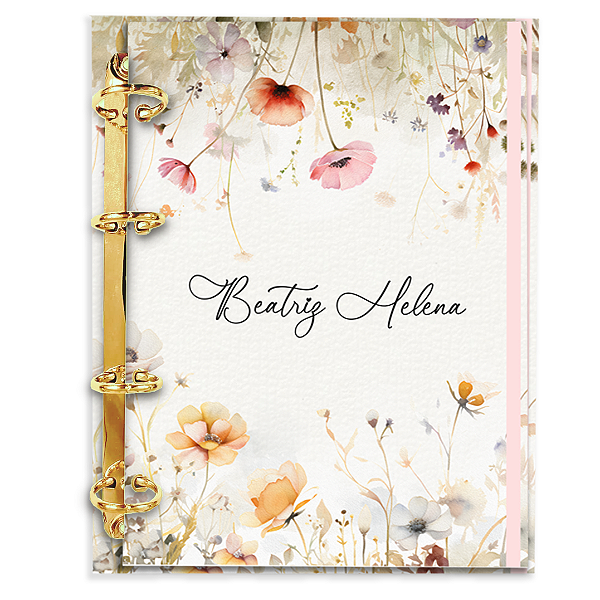 Fichário Personalizado Reposicionável Pautado: Floral AM2