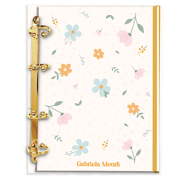 Fichário Personalizado Reposicionável Pautado: Floral AM6