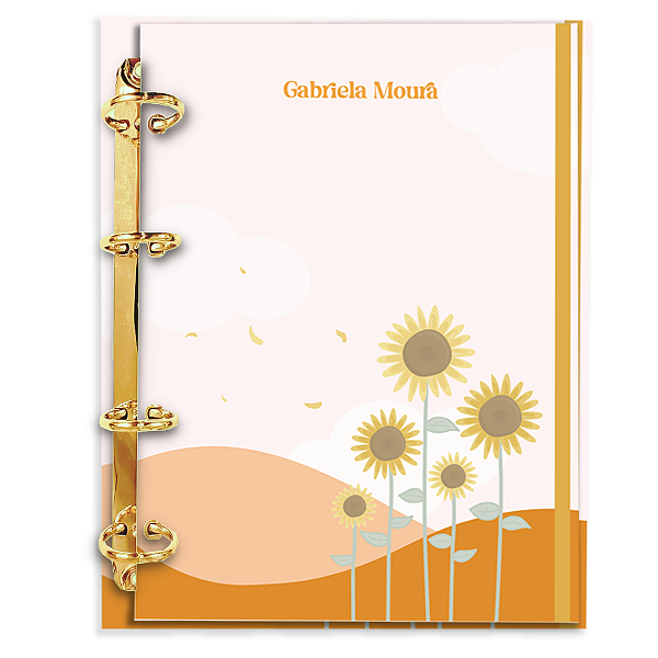 Fichário Personalizado Reposicionável Pautado: Floral AM7