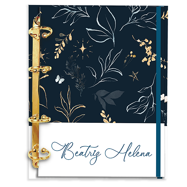 Fichário Personalizado Reposicionável Pautado: Floral AZ02