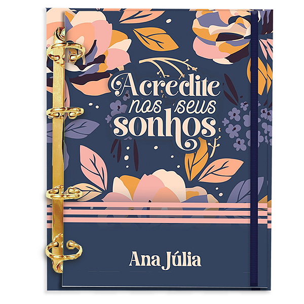 Fichário Personalizado Reposicionável Pautado: Floral AZ05