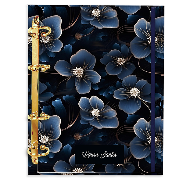 Fichário Personalizado Reposicionável Pautado: Floral AZ07