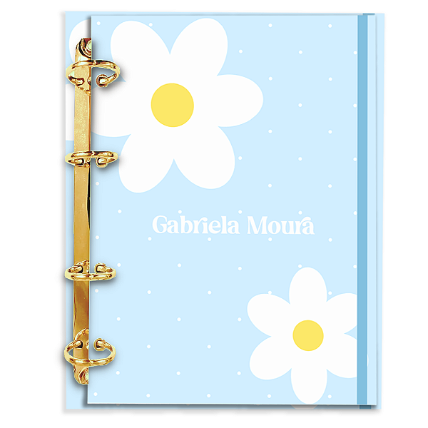 Fichário Personalizado Reposicionável Pautado: Floral AZ10