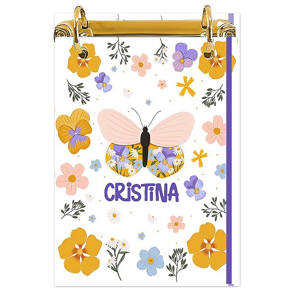 Bloco Fichário A5 Personalizado Reposicionável: Borboleta 09